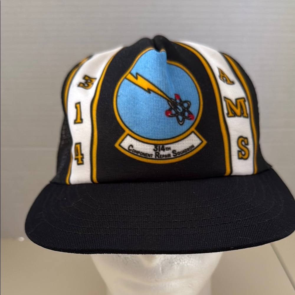 USAF 314th Component Repair Squadron Trucker SnapBack Hat Cap Made in USA Vtg